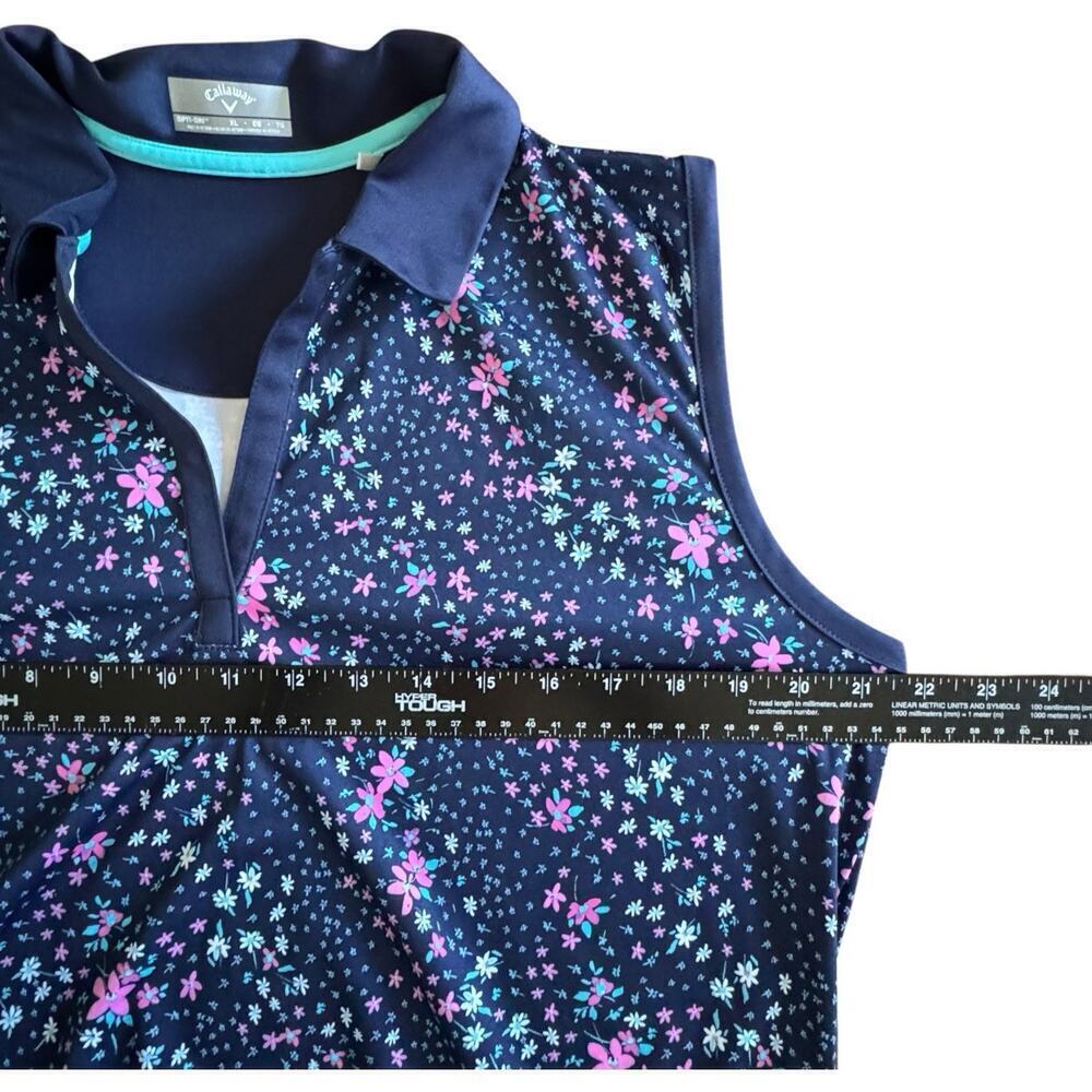 Callaway Opti-Dri Floral Print Sleeveless Mini Golf Dress Navy Women's Size XL - Picture 11 of 14
